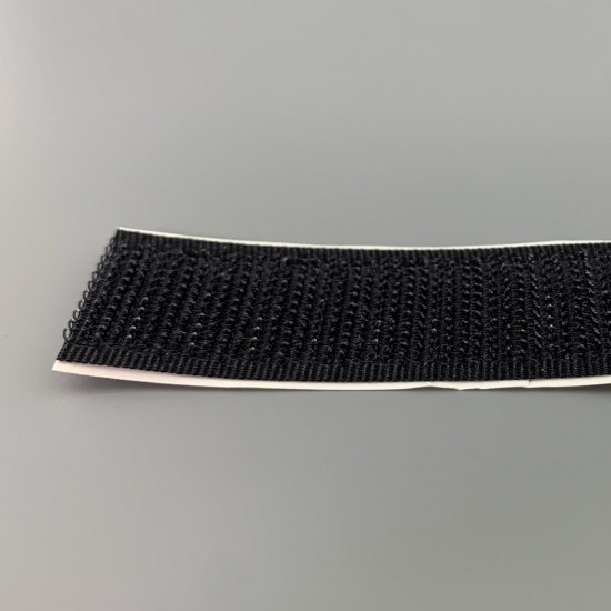 Klittenband haak op rol 20 mm breed 25 meter lang zwart