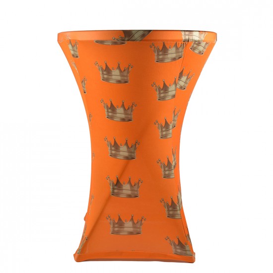 Statafelhoes oranje met kroon print rond 80-85 cm